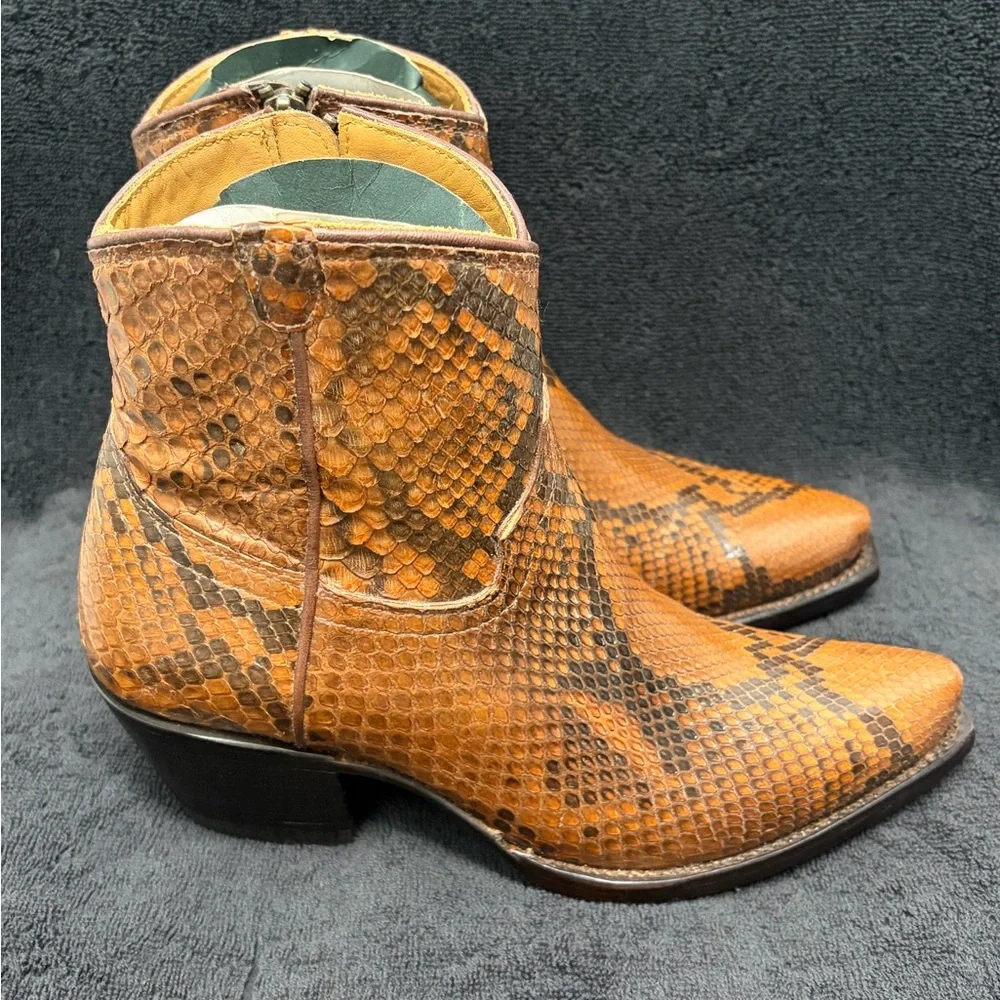 NWT Tecovas Zoey Limited Edition Saddle Brown Python Snip Toe Cowgirl Boots 6.5B - Picture 10 of 12